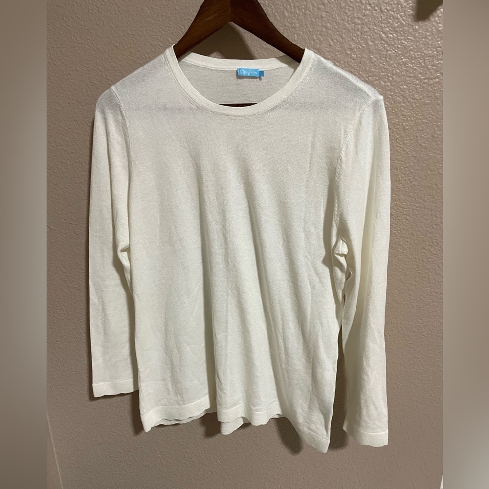 J.McLaughlin Henri Signature Scalloped Hem Cream Knit Blend Top